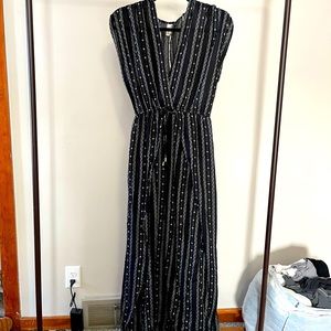 Dark Gray Maxi Dress with Leg Slit